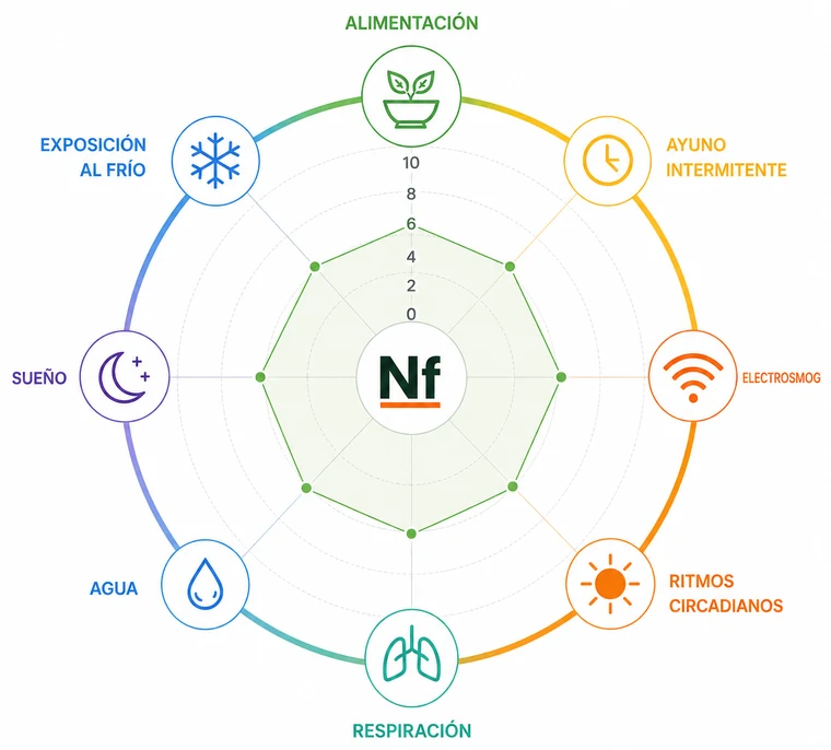 Rueda de la Nutrición Moderna — 8 áreas